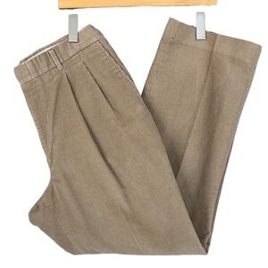 Haggar Men’s Wide Wale Corduroy Pleated Pants Tan Khaki 34x30 USA